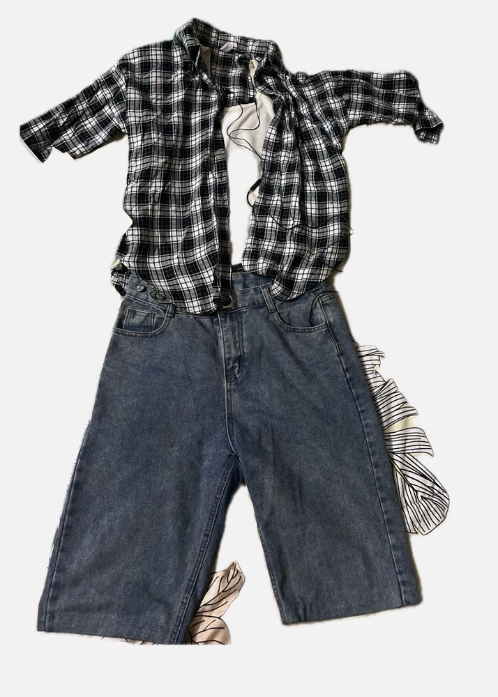 Vintage 90s Black And White Check Plaid Shirt