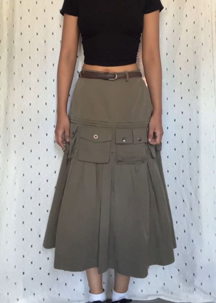 Olive Green Cargo Skirt