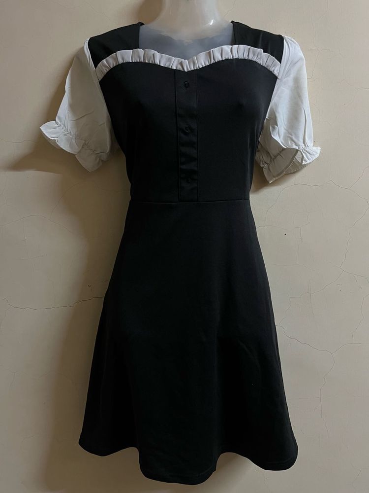 Korean Pintrest Black Flared One Piece