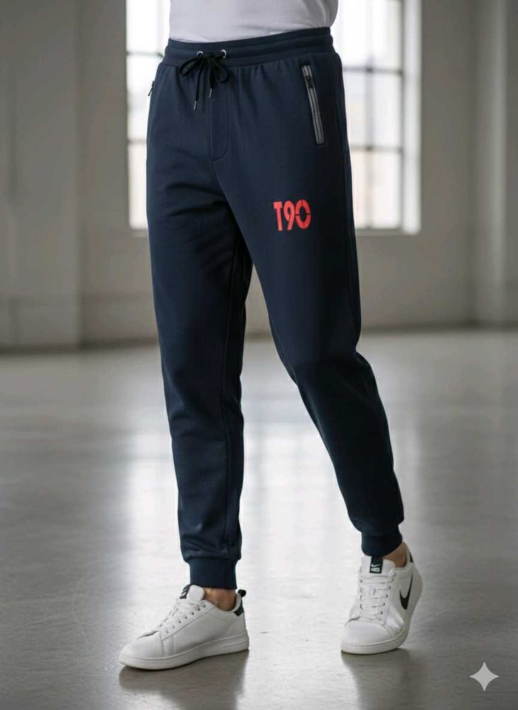 Navy Track with Red Accent