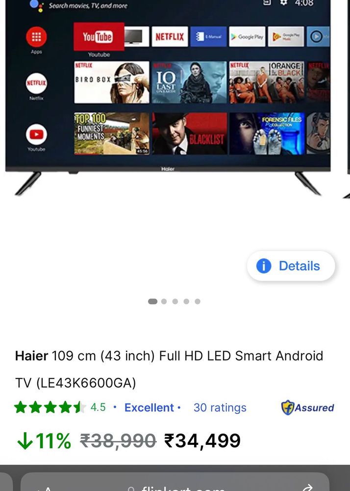Brand New Haier Android Smart TV 43” DVB2K