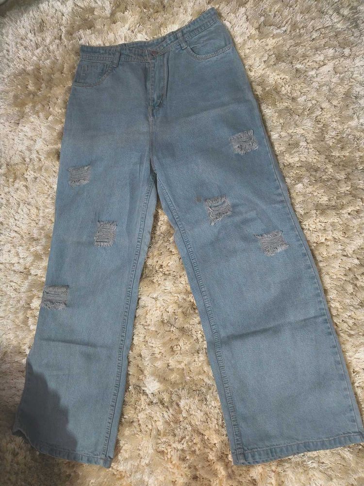 Ripped Wide Leg Jeans