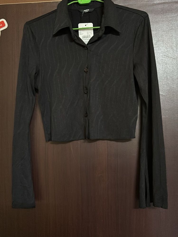 SHEIN Chic Black Button-Up Top