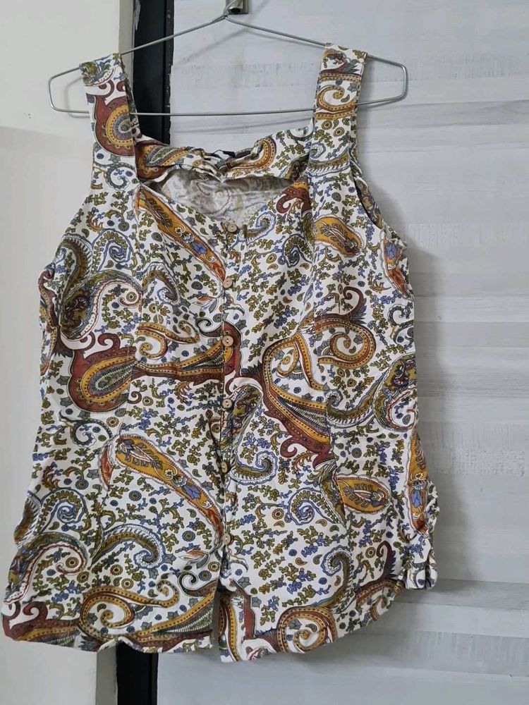 Paisley Print Sleeveless Top