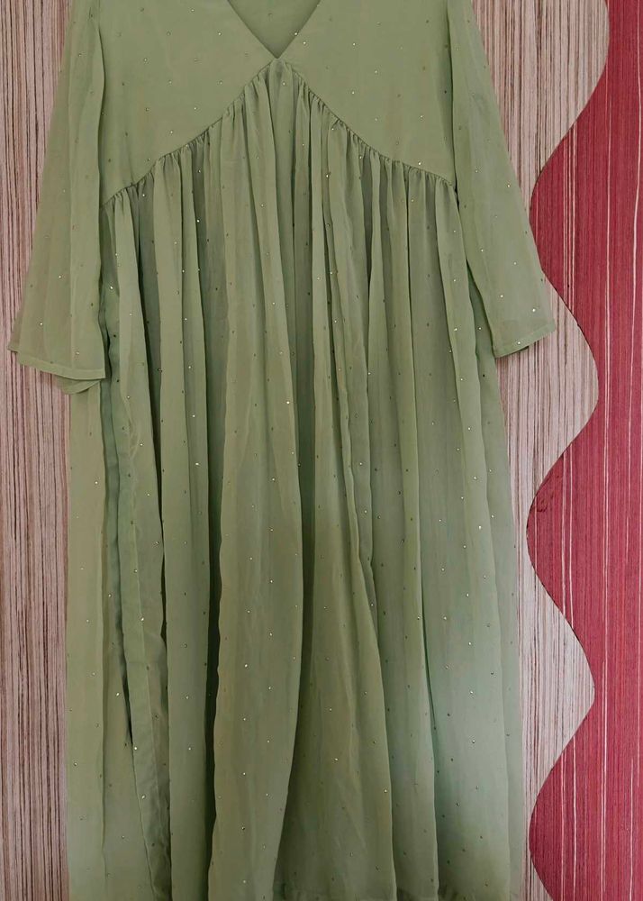Elegant Green Kurta with floral lower