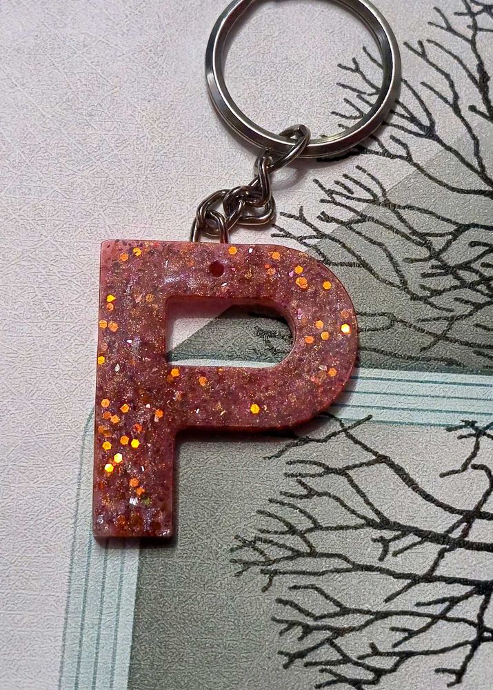 New P Letter Keychain Resin