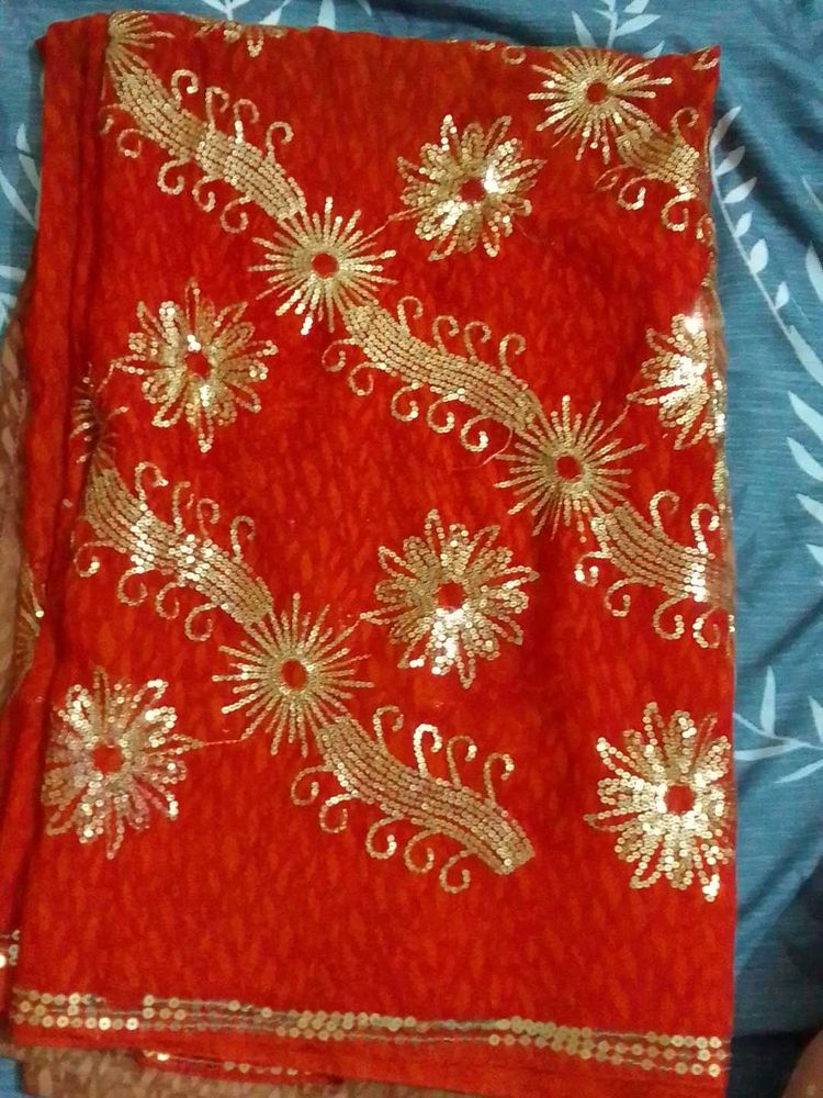 Orange saare with blouse