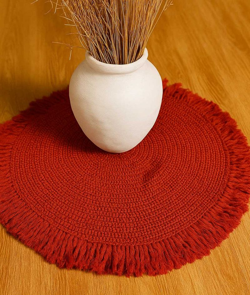 Red Crochet Rug (Pure Cotton)