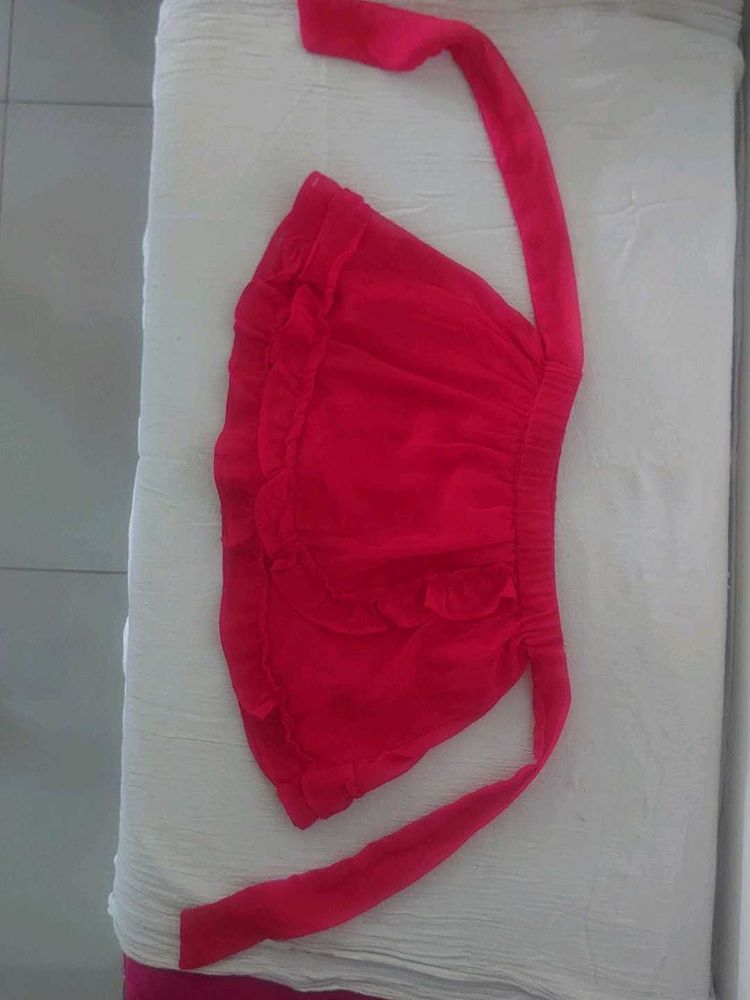 Red Ruffled Mini Skirt