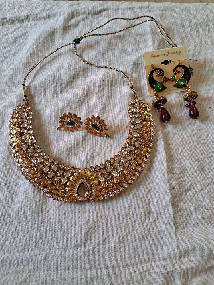 Bridal Necklace And Dangler Earing