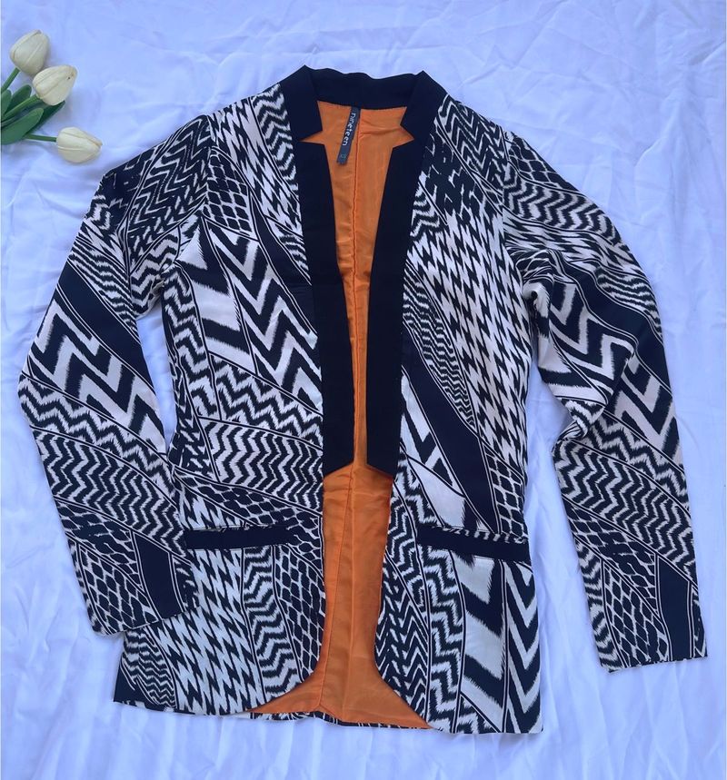 Patterned Open Front Jacket