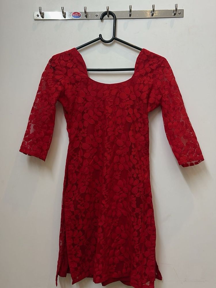 Red Lace Kurti