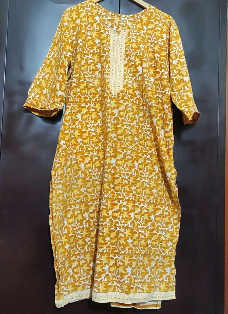 Musturd Printed Kurti For Girl Or Woman 42 Bust