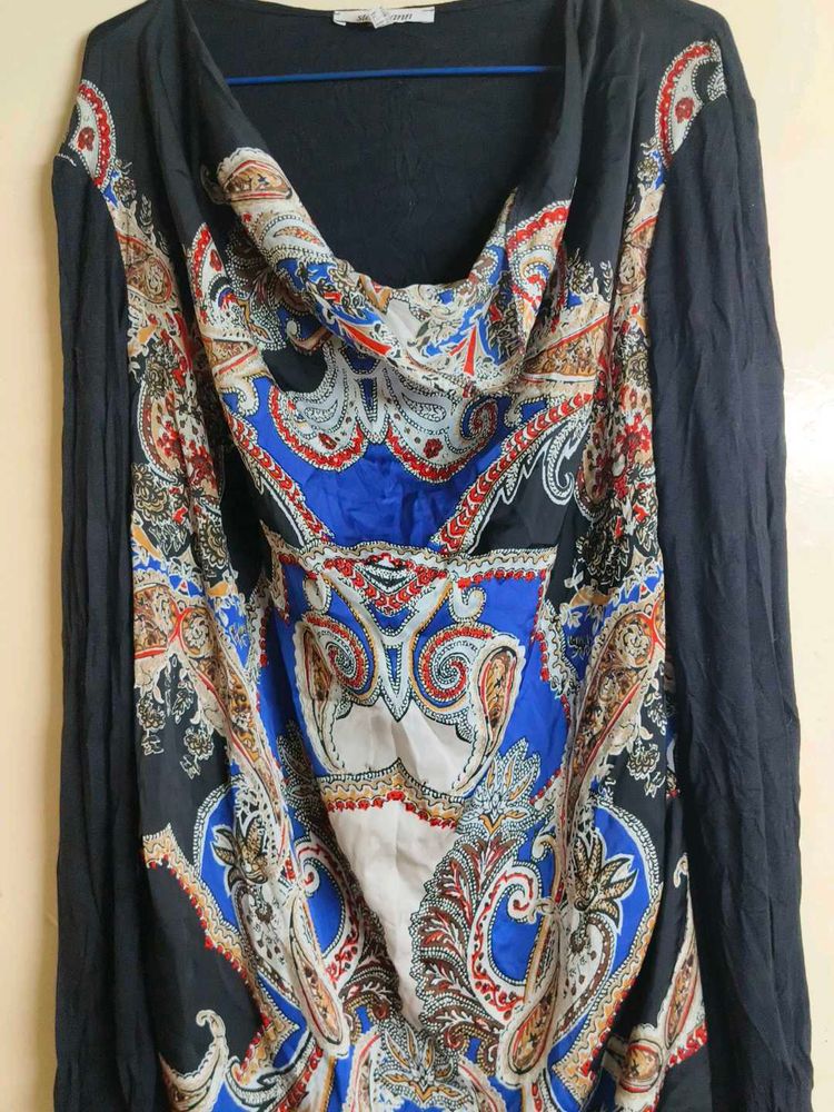 Paisley Print Cowl Neck Top