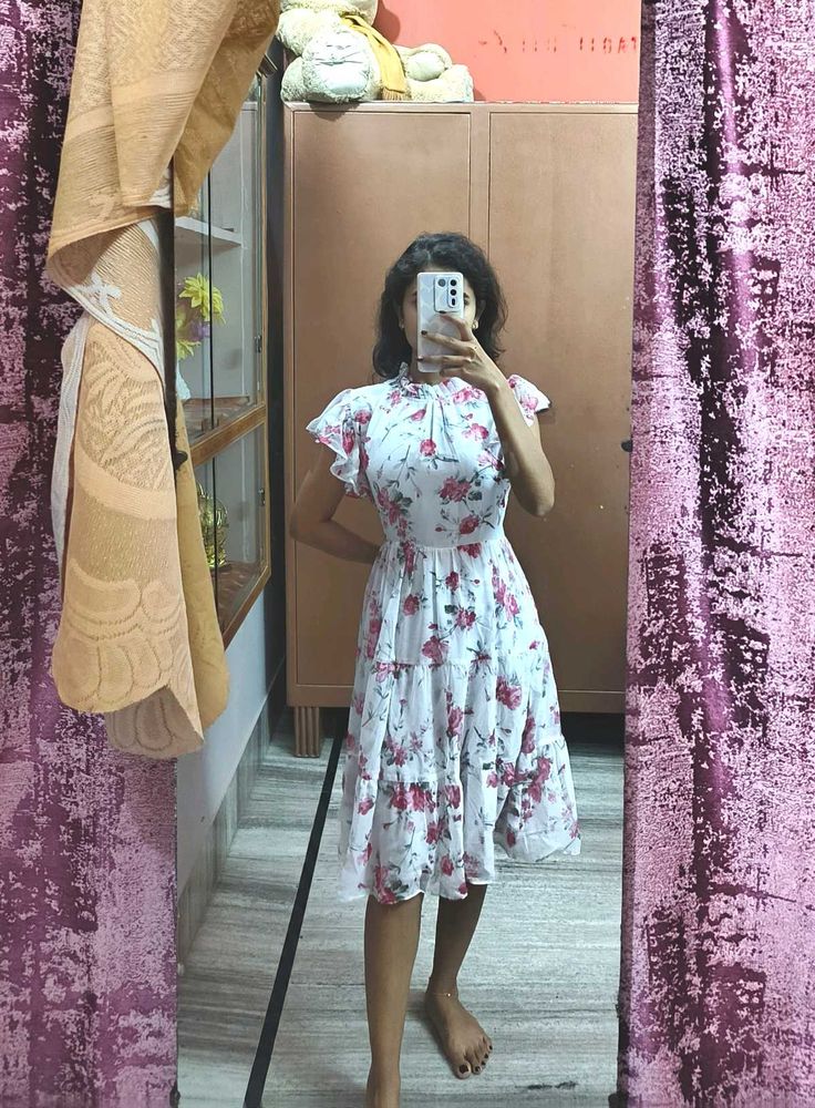 Floral Print Fit And Flare Dress