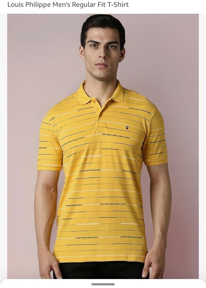 Louis Philippe Yellow Striped T-Shirt