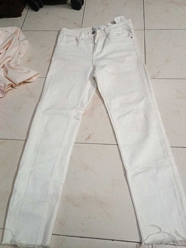 White Straight Leg Jeans