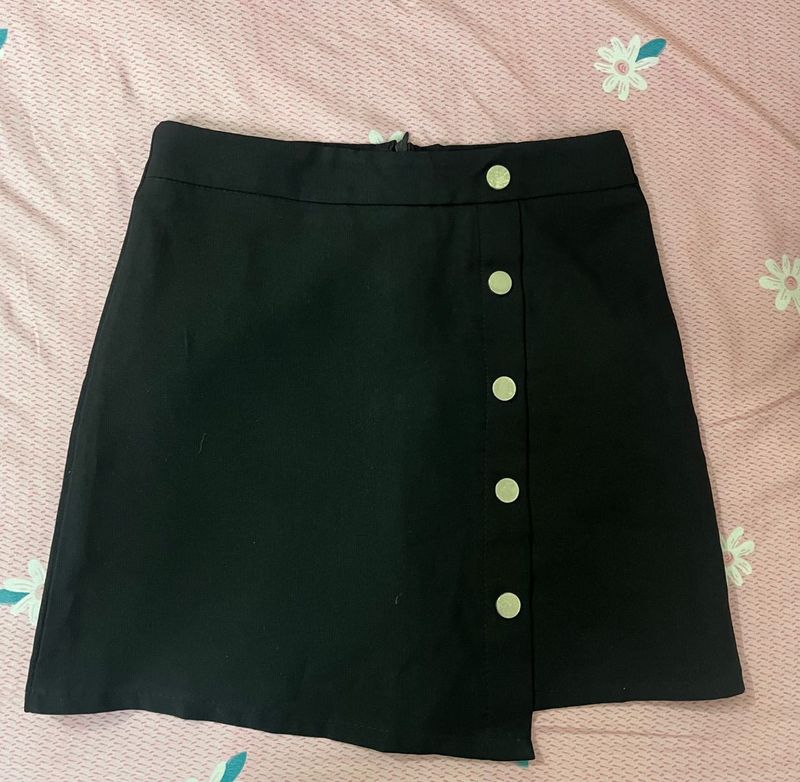 Black Button Mini Skirt
