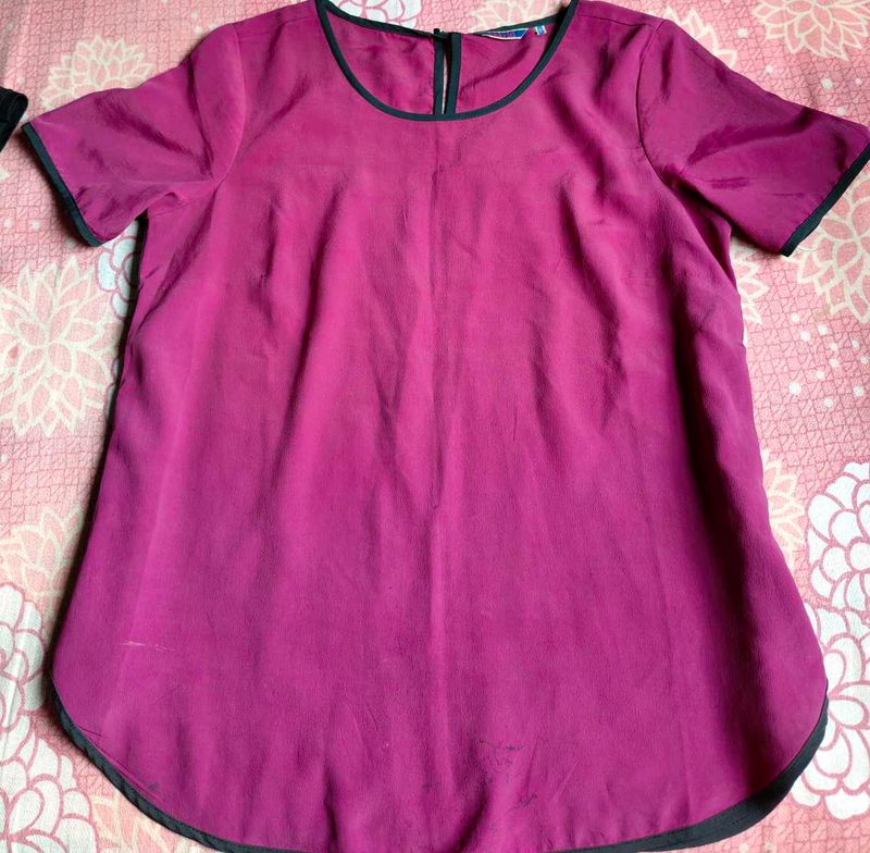 Magenta Top with Black Trim