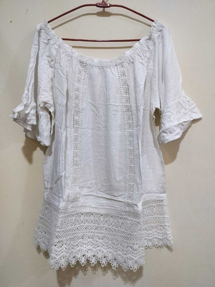 White Lace Off-Shoulder Top