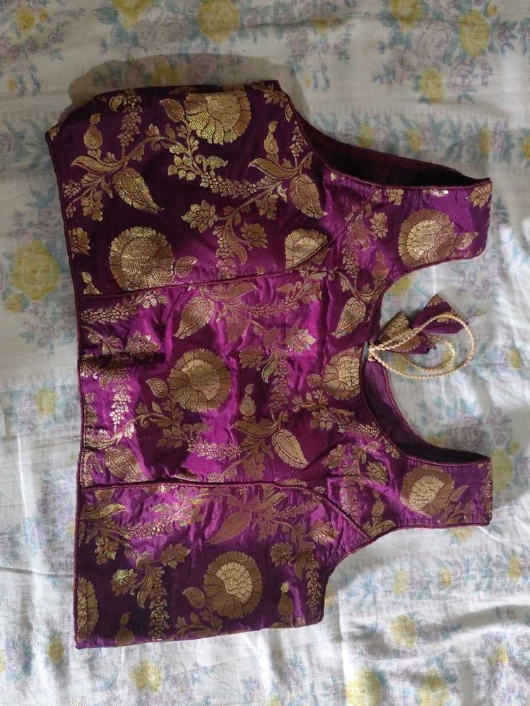 Elegant Purple Brocade Blouse