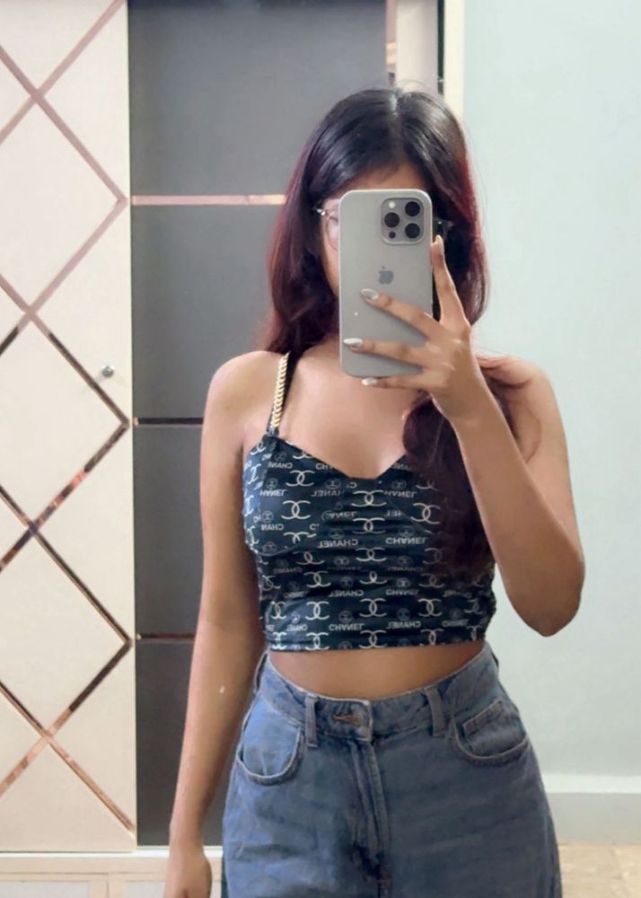 Chanel Printed Cropped Tank Top