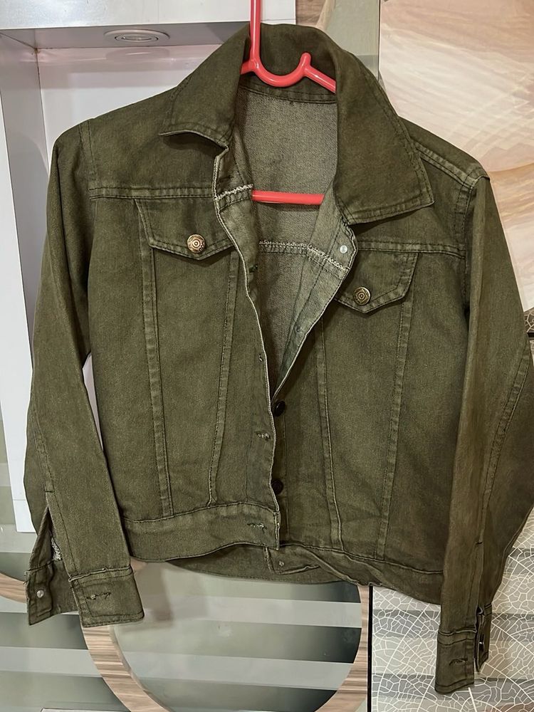 Olive Green Denim Jacket