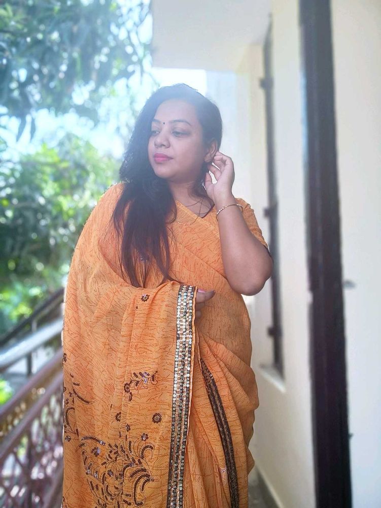 Mustard Yellow Georgette Saree