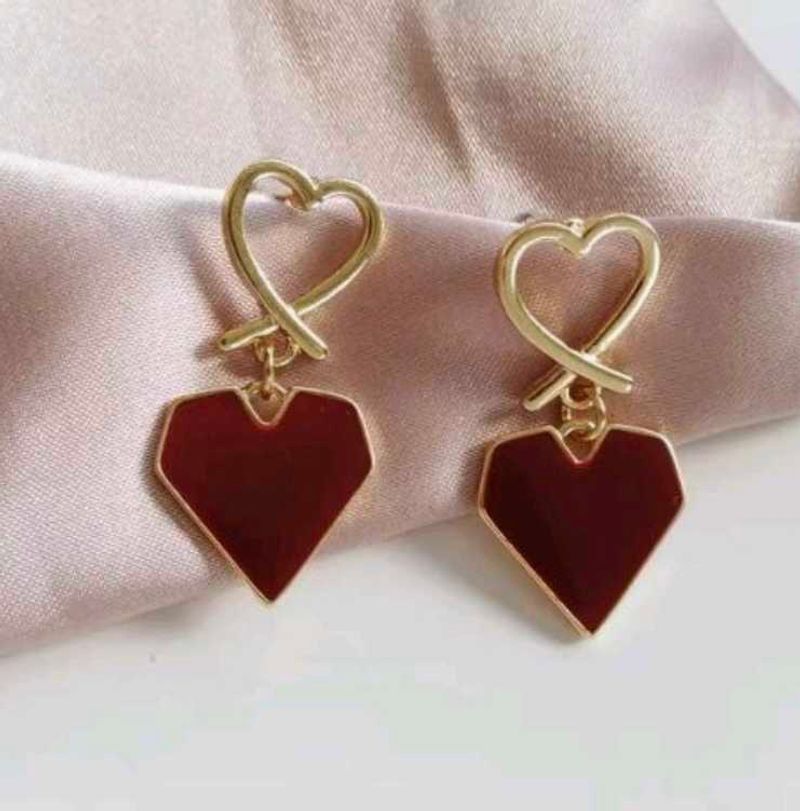 Red Heart Drop Earrings