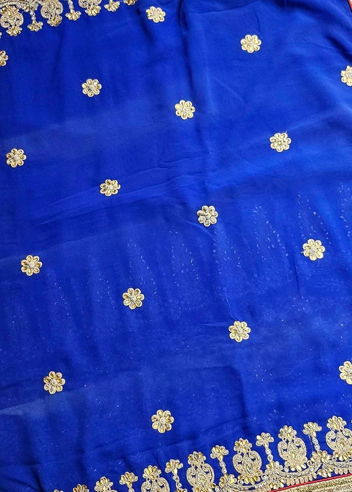 Royal Blue saree with blouse piece