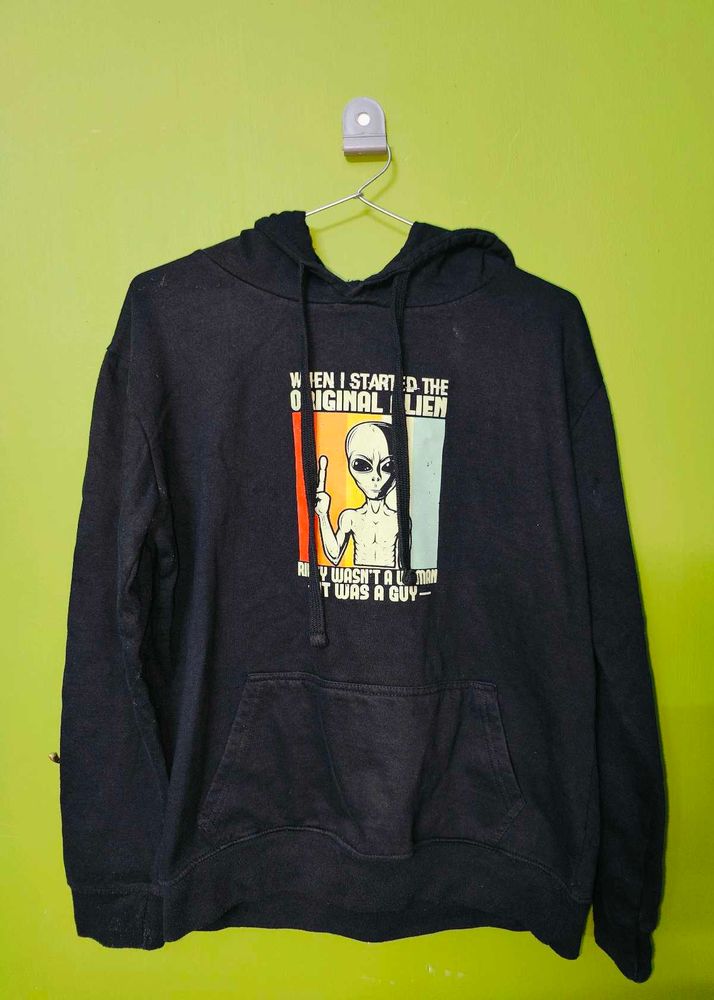 Black Graphic Print Hoodie