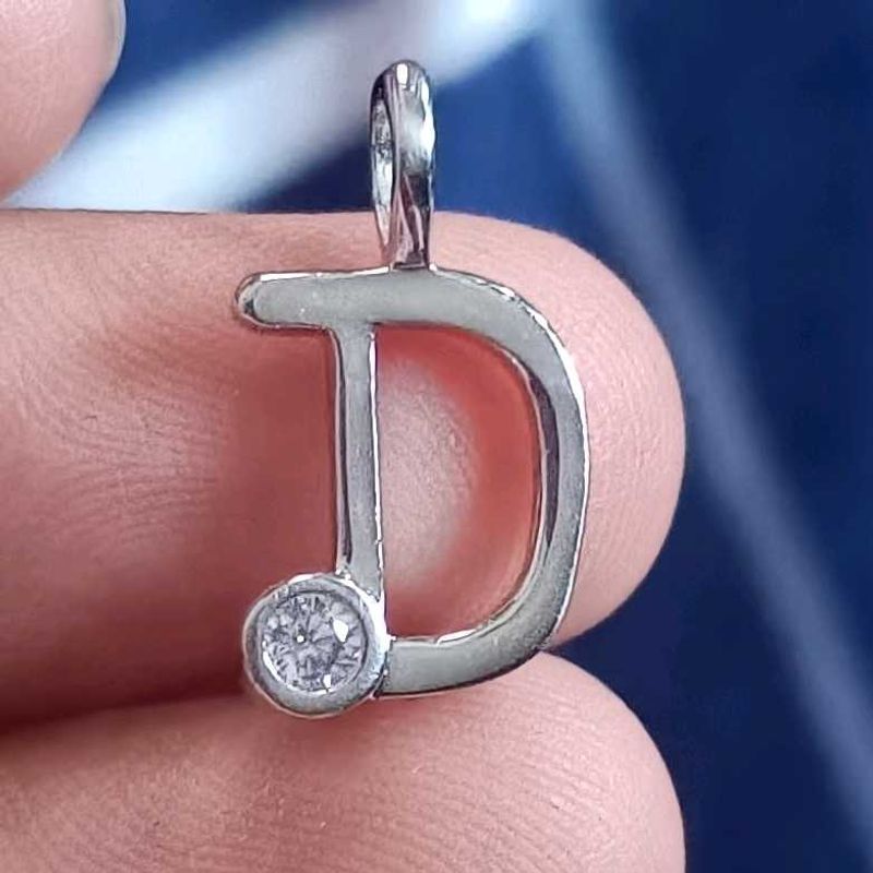 925 Real Silver &#34;D&#34; Alphabet Pendant