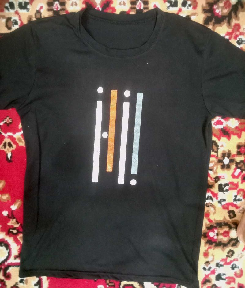 An oversized Black Printed T Shirt