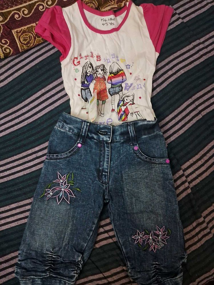 Set Of 2 Tops And Jeans For Kids