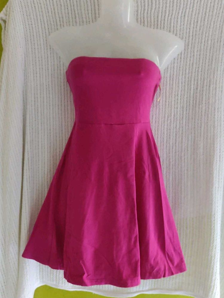 Pink Strapless Fit &amp; Flare Dress