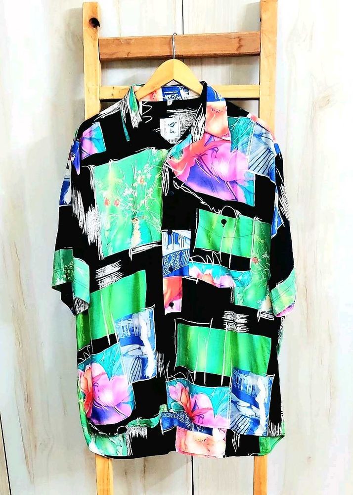 Green Printed Shirt Size-48