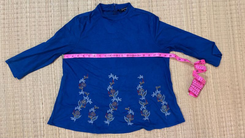 Blue Embroidered Top