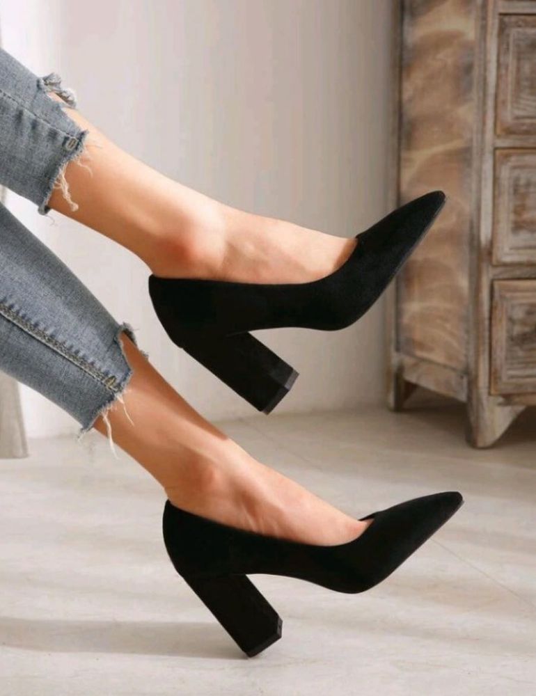Black Suede Block Heels