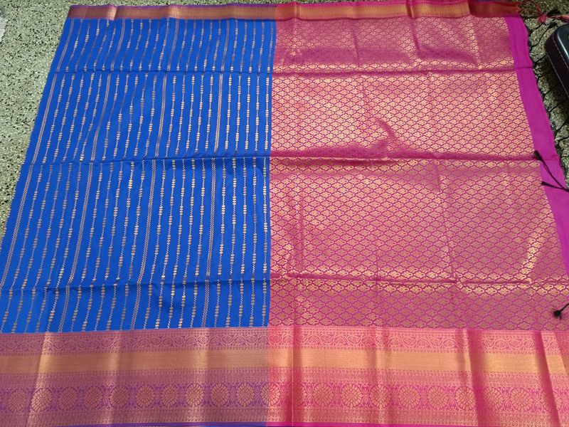 Elegant Blue &amp; Pink Saree