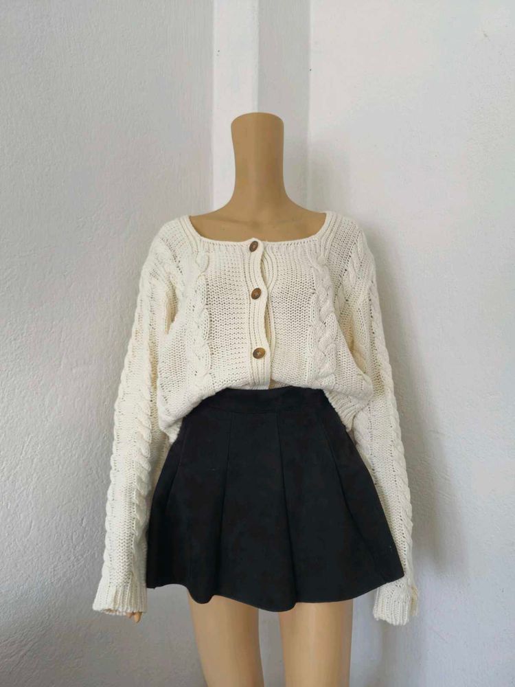 Square Neck Knitted Cardigan