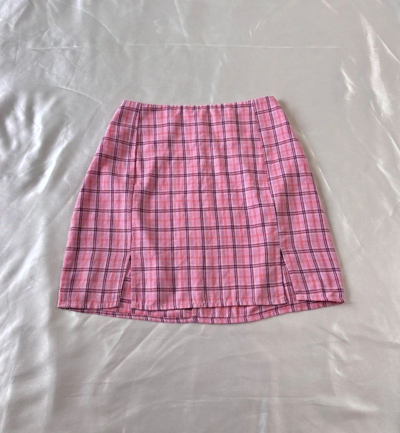 Pink Check Pinterest Mini Skirt