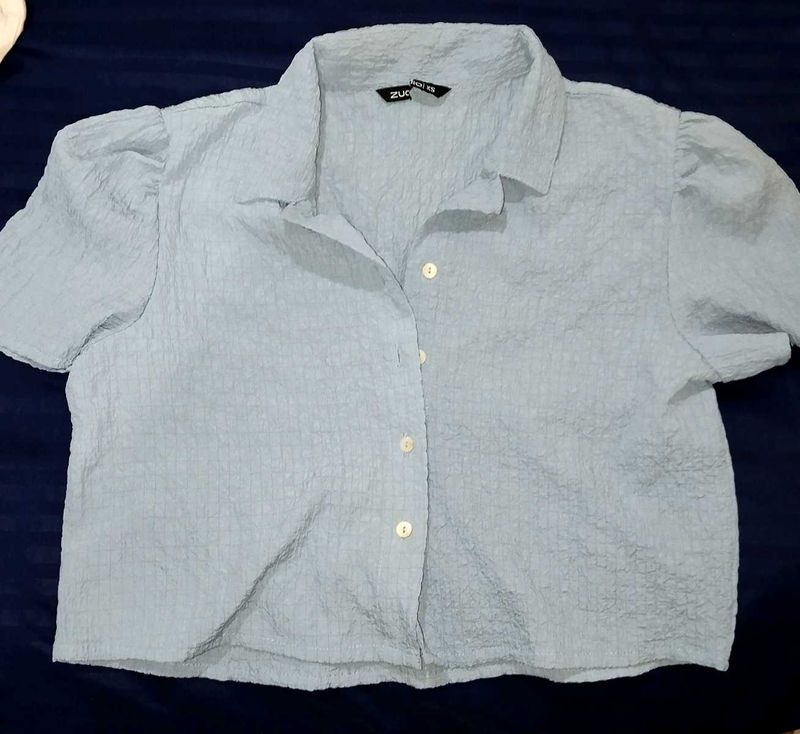 Blue Puff Sleeve Top