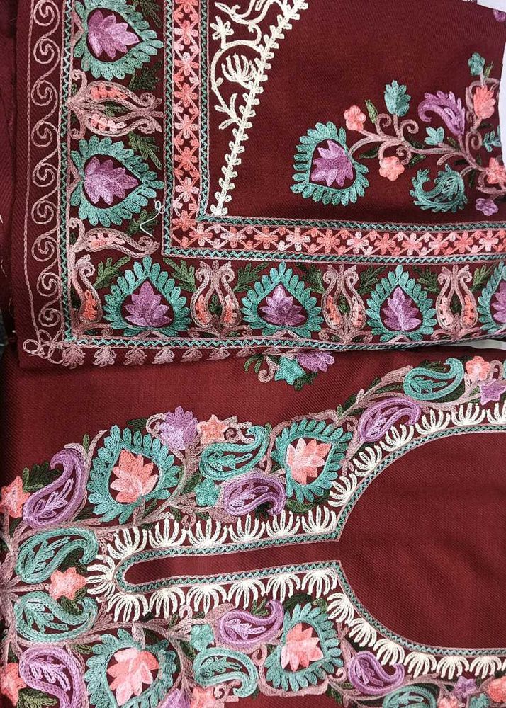 Embroidered Maroon Ethnic Suit Piece