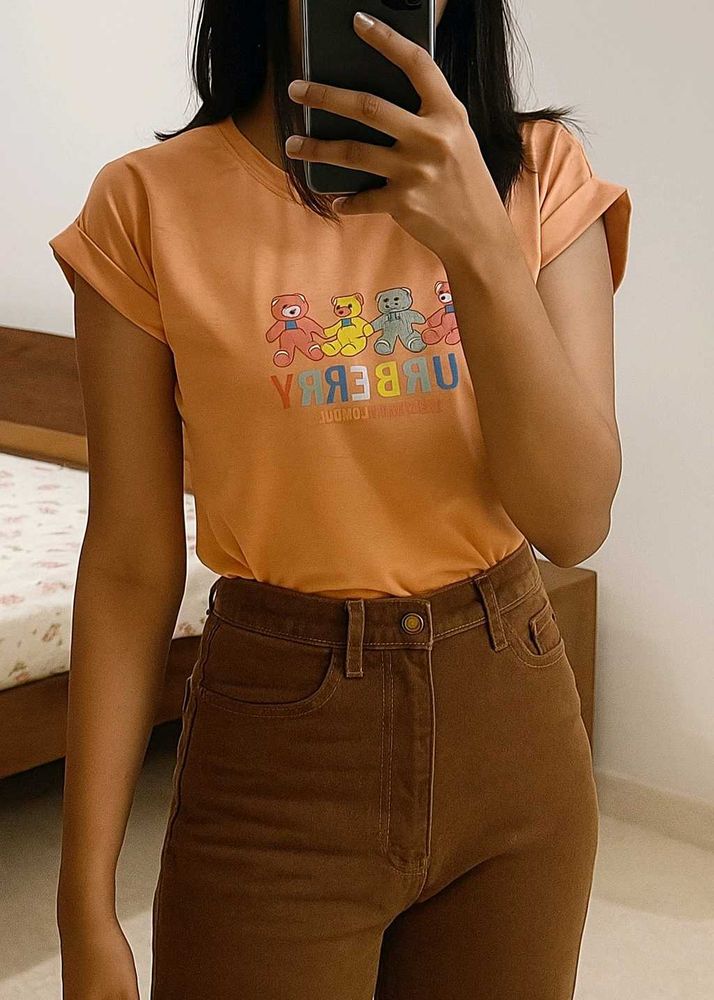 🎀 Pinteresty Peach Bear Imported Tshirt 🎀