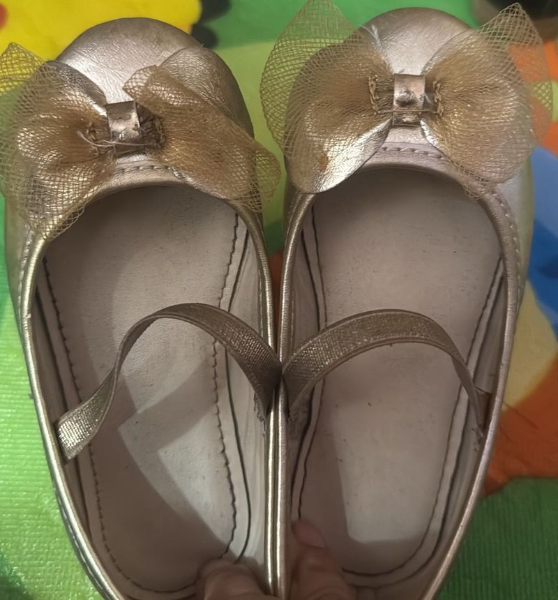 Gold Bow Ballet Flats