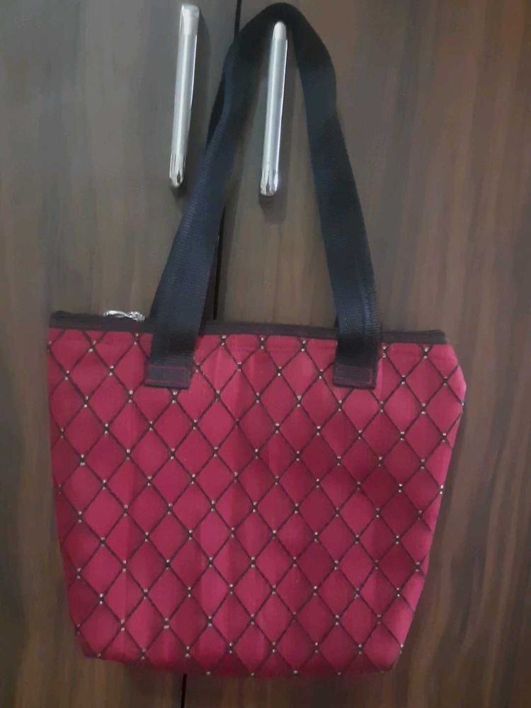 Red Quilted Tote Bag New Without Tag.