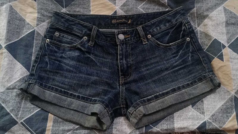 Mid Waist Denim Shorts