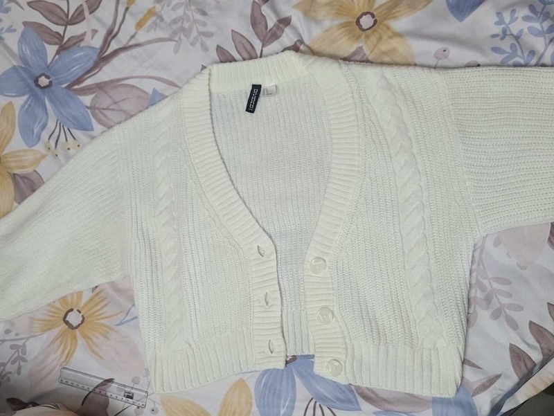 Cream Cable Knit Cropped Cardigan