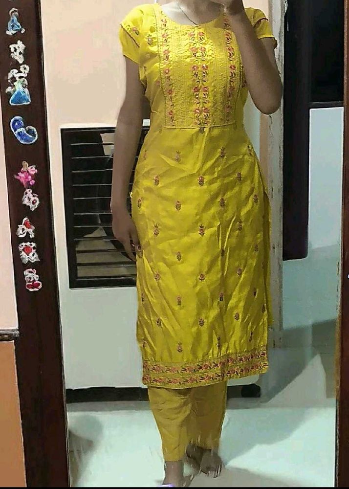Yellow Embroidered Kurta Set