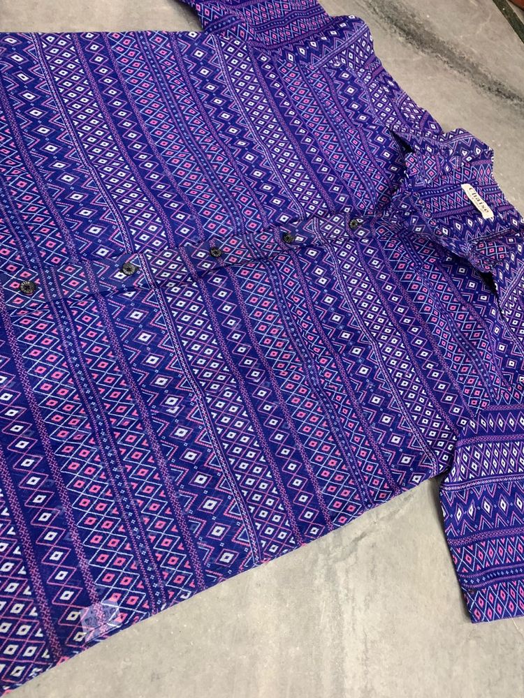 Blue &amp; Pink Geometric Button-Down